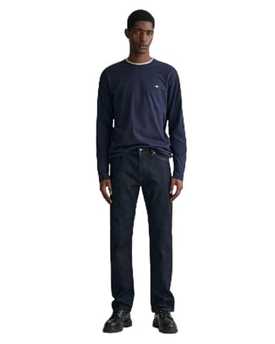 Image of GANT Men's Regular Jeans, Dark Blue, Standard, Dark Blue, 36 W/32 L