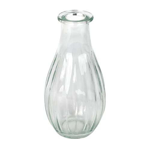 Image of Talking Tables Clear Glass Bud Vase for flowers, stylish single stem elegant wedding table centrepiece decorations window sill decor, garden parties, summer dining, mantle styling, and gifting 14cm