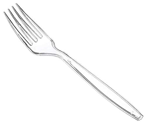 Image of 50 Clear Plastic Forks Strong Heavy Duty (Washable & Reusable)