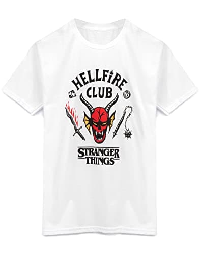 Image of Stranger Things T-Shirt for Kids | Options for Boys and Girls | Hellfire Club, Hawkins Heroes, Demogorgon, Hawkins Tigers, The Upside Down, Eleven | Netflix Merchandise White