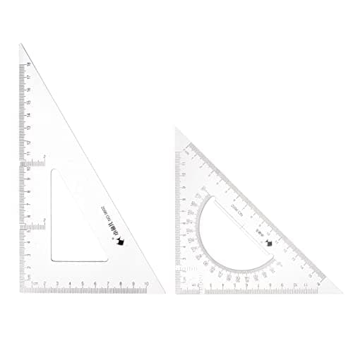Image of sourcing map 2piece Triangle Ruler Square Set 18cm, 16cm 30/60 and 45/90 Degrees Measuring Tools for Classrooms Home Office, Transparent