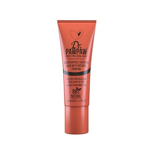 Image of Dr.PAWPAW Tinted True Coral, Multi-Purpose Natural No Fragrance Balm for Hydrating Lips, Skin, Hair, Cuticles, Nails & Beauty Finishing (10 ml)