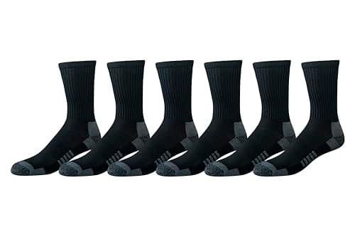 Image of Amazon Essentials Men's Performance Breathable Cotton-Poly Blend Moisture Control Athletic Running Crew Sports Socks, 6 Pairs, Black, 7-11