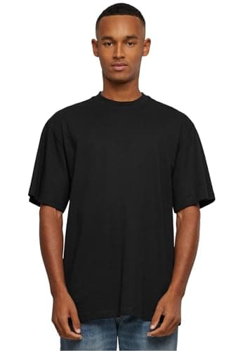 Image of URBAN CLASSICS Men's Basic Crew Neck Tall Tee, Oversized Short Sleeves T-Shirt with Dropped Shoulders, 100% Jersey Cotton, in black, XL