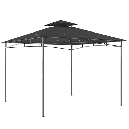 Image of Outsunny 3 x 3 m Gazebo, Garden Gazebo with 2-Tier Roof, Metal Frame, Adjustable Roof Struts, Weather-Resistant Outdoor Canopy Tent for Garden, Patio, Camping, Picnic, Instant Event, Dark Grey