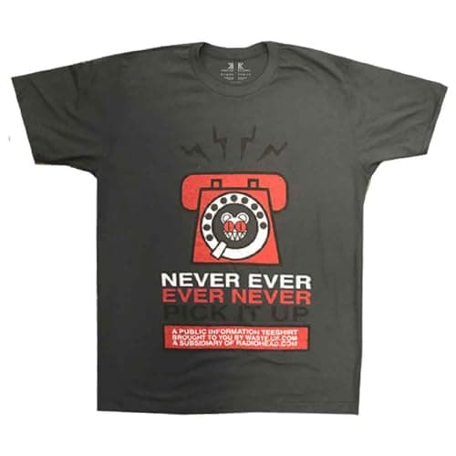 Image of Rock Off officially licensed products Radiohead Never Pick It Up T Shirt L Charcoal