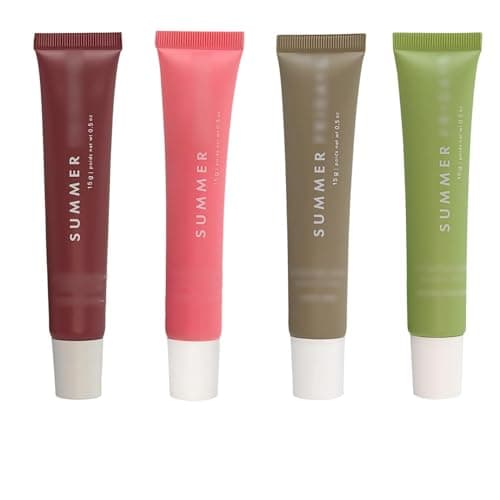 Image of 4Pcs Summer Lip Butter Balm, Natural Colored Moisturizing Gloss Oil Lipstick, Contains Shea Butter Essential Lip Oil for Relieving Dry Lips, Moisturizing Lip Care for Men Women