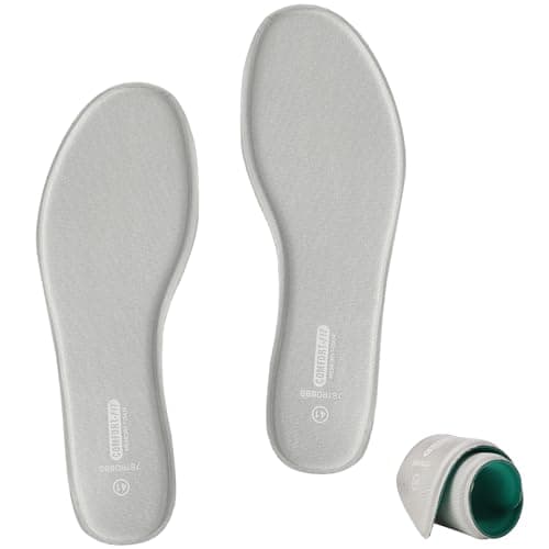Image of 7STROBBS Cushion Memory Foam Insoles, Comfort Soft Inserts for Men Women, No Deform Inner Soles Replacement Insole for Trainer, Work Boot, Walking Shoes Grey UK 3