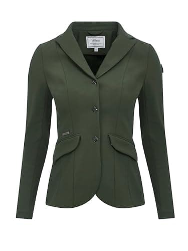 Image of LeMieux Jessica Mesh Show Jacket - Womens Equestrian Horse Riding Competition Jacket - Lightweight & Breathable - Pine Green - UK14