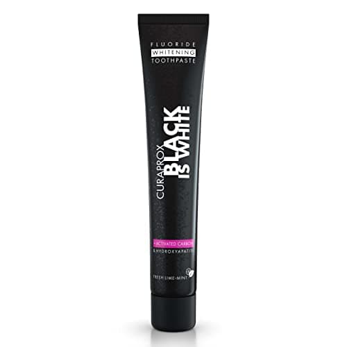 Image of Curaprox Black is White Toothpaste – for Teeth Whitening & Fresh Breath | Charcoal Formula with Fluoride | 90 ml |Single Pack | Made in Switzerland