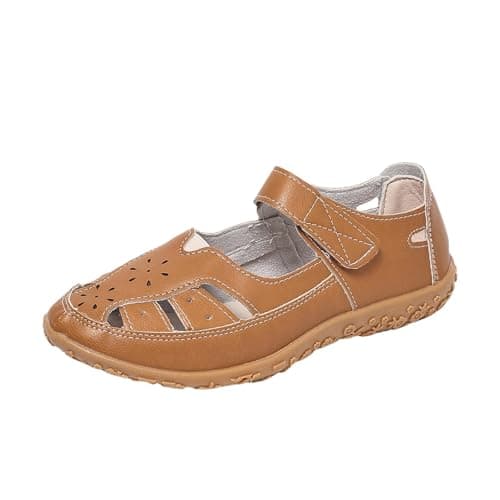 Image of Closed Toe Sandals for Women UK, Faux Leather Hollow Out Casual Sport Shoes Summer Outdoor Holiday Beach Walking Sandals