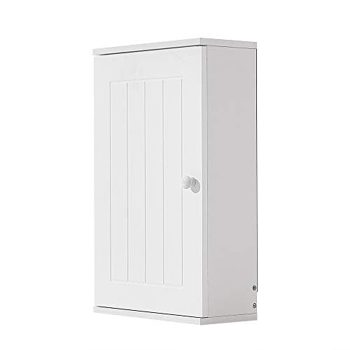 Image of Panana Wall Bathroom Cabinet Wooden Storage Cupboard Unit Wall Mounted Cabinet with Single Door Shelf Furniture White