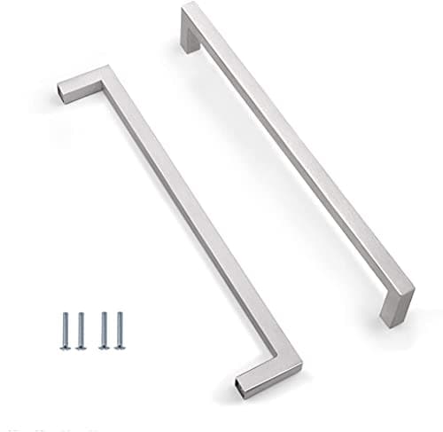 Image of ANSIEDIO 2 Piece Stainless Steel Kitchen Cabinet Door Handles Cupboard Drawer Bedroom Furniture Handle Pull Distance 288 mm Silver with Screws