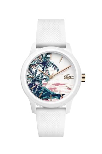 Image of Lacoste Analogue Quartz Watch for Women LACOSTE.12.12 LADIES Collection with White Silicone Bracelet - 2001085