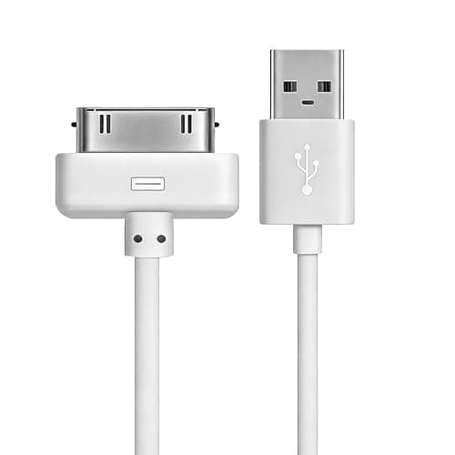 Image of YANAJIAJIA 30 Pin USB Sync and Charging Data 1 Pack Charging Lead Compatible with iPhone 4 4S iPad 1 2 3 iPod Nano and Touch Old iPad Charger Cord Data Sync Wire White