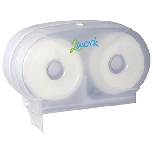Image of 2Work Micro Twin Toilet Roll Dispenser White 2W06438