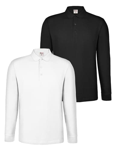 Image of ALPIDEX Men's Polo Shirts Set of 2 Polo Shirt 100% Cotton Men Long Sleeve Plain Casual S M L XL XXL 3XL 4XL 5XL, Size:5XL, Colour:Cloud