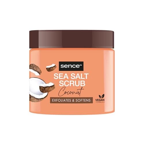 Image of Sence Body Scrub Coconut, Sea Salt Scrub, Coconut, Vegan with Tropical Touch, Jojoba Oil & Vitamin E, Coconut Oil Cosmetic Peeling, Beauty Skincare, Coconut Oil Natural Body Scrub, 1 x 500 ml