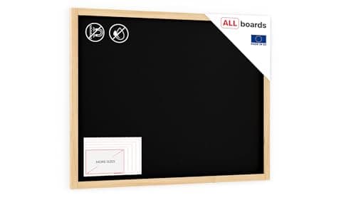 Image of ALLboards Black Chalkboard with Natural Wooden Frame 90x60cm, Large Chalk Board, Blackboard