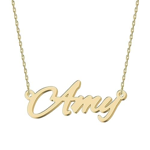 Image of UMAGICBOX Customized 18K Gold Name Necklace Amy - Customizable Engraved Stainless Steel Pendant for Women - Unique Gift for Birthdays, Anniversaries, Graduations, and Valentine's Day