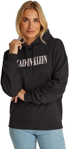 Image of Calvin Klein Women's Cotton Varsity Hoodie, Black (Ck Black), XS