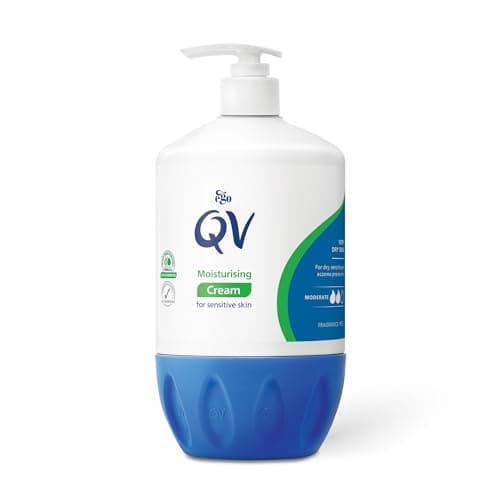 Image of QV Cream with 10% Glycerin (500g) Rich Protective Moisturiser for Sensitive, Dry Skin, Fragrance Free, Noncomedogenic Body Cream, Hydrating Skin Care for Eczema, Psoriasis, Dermatitis, Pump Bottle