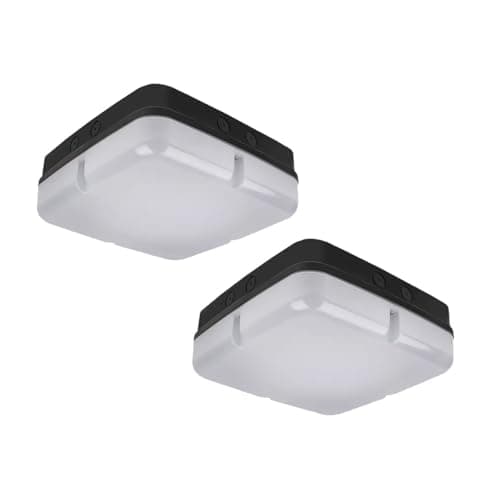 Image of Bright Source 2X Wall & Ceiling Square Utility LED Bulkhead, Black, Switchable Wattage 9W 14W 18W, IP65, 120° Beam Angle, Switchable 3CCT Colour Temperature 3000K 4000K 6000K