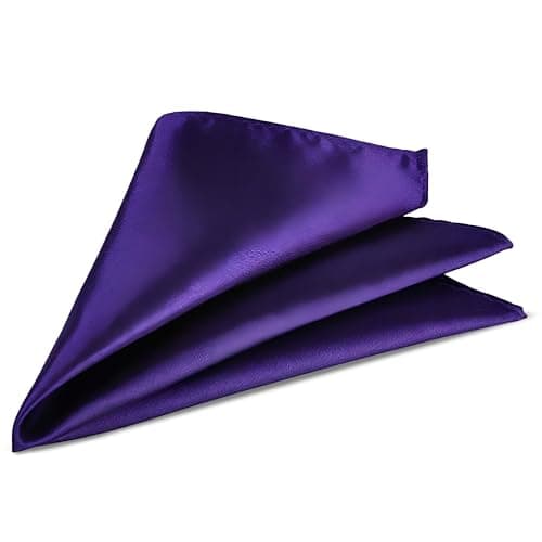 Image of Trimming Shop Men’s Satin Pocket Square Handkerchief Suit Hanky for Wedding, Groom, Prom, Party Unisex Plain Formal Wear Fashion Pocket Square, Soft Satin Dress (23cm, Dark Purple)