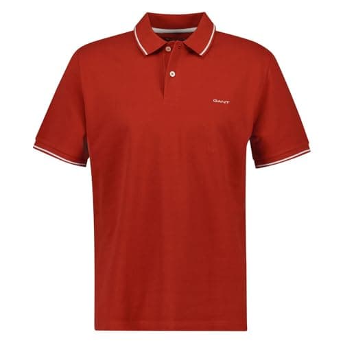 Image of GANT Tipping SS Pique Polo Shirt, Iron Red, L