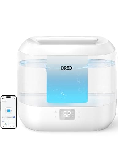 Image of DREO 4L Smart Humidifier for Bedroom Baby, Cool Mist Humidifiers for Home, 28dB Quiet Humidifier, LED Display, Humidity Sensor, Oil Diffuser, 36H Runtime, Nightlight, Top Fill, Touch/APP/Voice Control