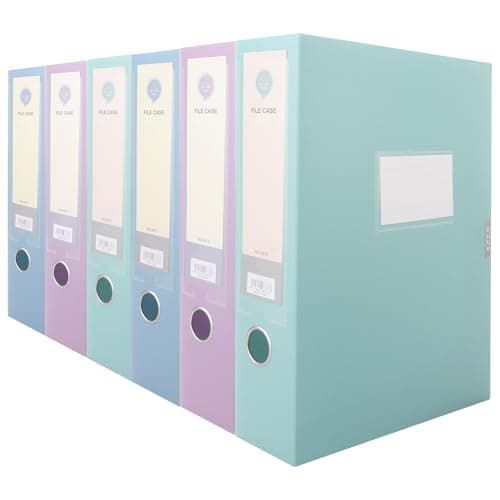Image of Oungy 6 Pack Box Files Foolscap, A4 File Box with Ring Pull and Catch, 75mm Spine, 3Colours, Plastic Filing Box Document Box for Office School Home