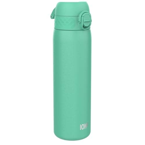 Image of Ion8 Lightweight Steel Water Bottle, 600 ml/20 oz, Non-Insulated, Leak Proof, Easy to Open, Secure Lock, Dishwasher Safe, Flip Cover, Fits Cup Holders, Carry Handle, Metal Water Bottle, Teal Green