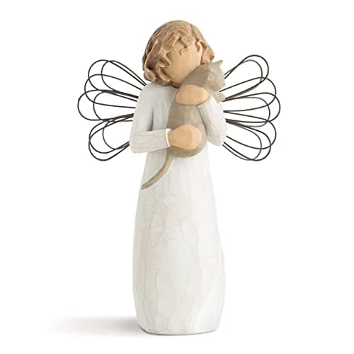 Image of Willow Tree with affection Angel, I Love Our Friendship, Gift to Celebrate Loving Pets and Cat Lovers, Sculpted Hand-Painted Figurine