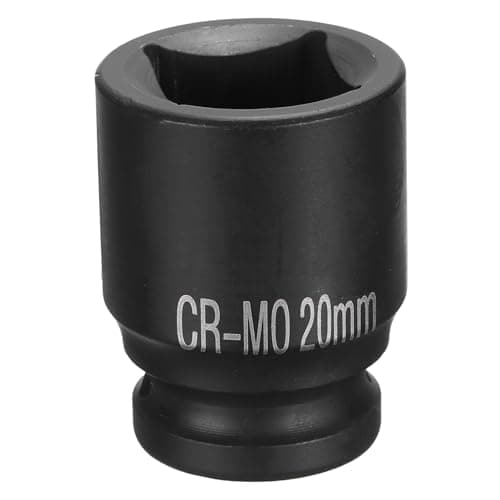 Image of Sourcing Map 1/2" Drive 20mm Metric Square Impact Socket, 4 Point Square Socket, CR-MO Alloy Steel, Blackening, Auto Repair, DIY, Construction, Machinery Maintenance