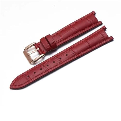 Image of WHARGTSL Genuine Leather Watch Strap Fit For Vivienne Westwood Women Soft Comfortable Concave Interface Watchband18mm Wristband(Dark Red-Rose-K1)