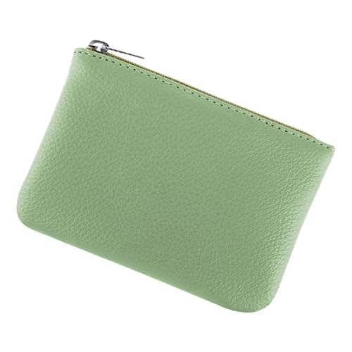 Image of simarro Coin Purse, Vegan Leather Lychee Pattern Zipper Change Purse Portable Coin Wallet Mini Change Holder for Women Coin Pocket for Women Credit Card Folded Bills ID Key Headset Lipstick(Green)