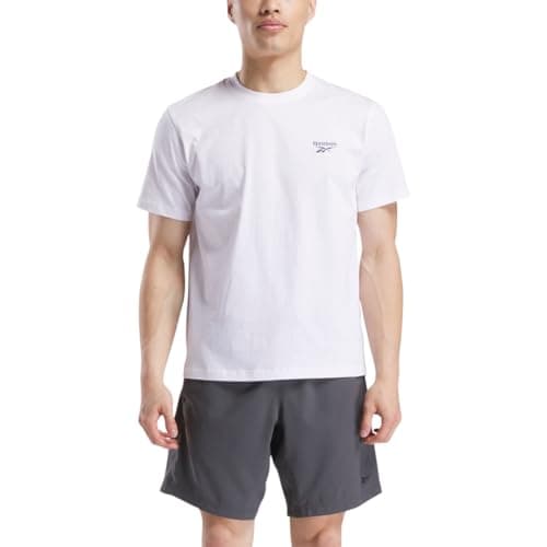 Image of Reebok Men's Cody Small Logo Crew Neck SS Tee Shirt, White, M