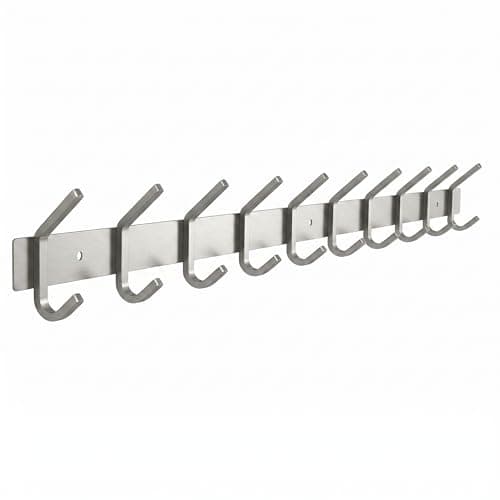 Image of SAYONEYES Coat Rack Wall Mount – Brushed Nickel 30 Inch Stainless Steel Hook Rail with 10 Heavy Duty Double Coat Hooks – Wall Mounted Coat Hanger for Entryway, Bathroom, Bedroom, Towel, Hat Organizer