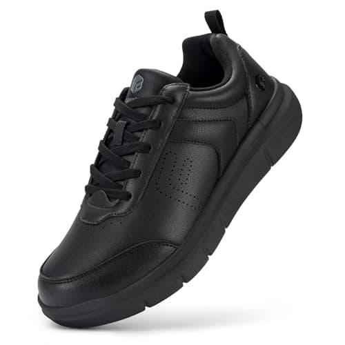 Image of FitVille Mens Wide Fit Smart Casual Shoes Lace Up Oxfords Non Slip Business Dress Shoes Lightweight Walking Sneakers, Black, 10 UK Wide