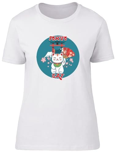 Image of Shopagift Tokyo Cat Kitten Japanese Japan Lucky Womens T-Shirt Ladies Tee White