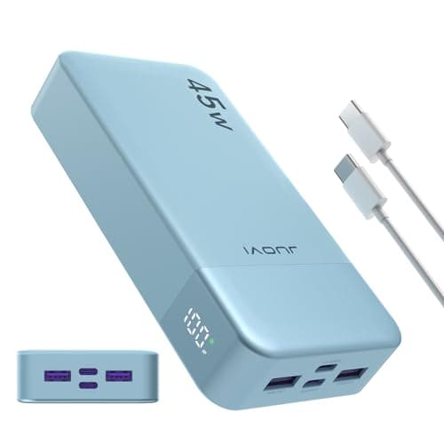 Image of JUOVI Power Bank, 20000mAh 45W Portable Charger, PD3.0 QC4.0 Fast Charging 4-Port with LED Display, Battery Pack Charger Portable for Laptop, iPhone 15 14 13 Pro Samsung S23 S22 (Blue)