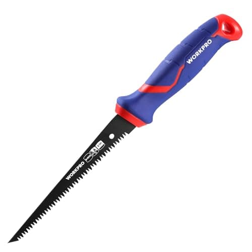 Image of WORKPRO 150 mm Jab Saw, Triple Edge Pad Saw for Wallboard, Drywall, Plasterboard, Plywood, 8 TPI Blade Hand Saw
