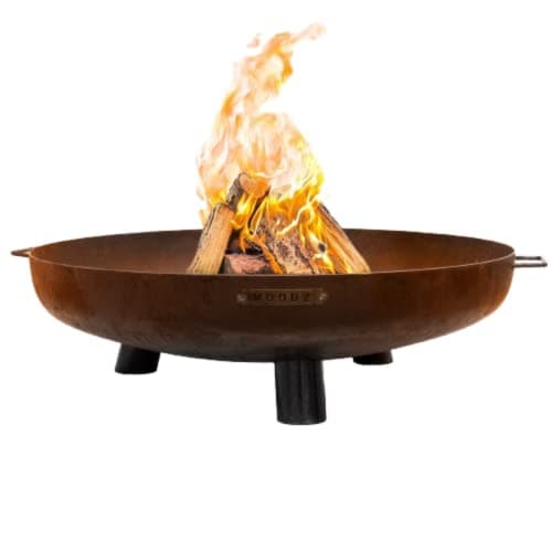 Image of Moodz Outdoor Living Fire Bowl 80 cm - Fire Bowls for the Garden - Fire Pit Outdoor & Fire Barrel - Fire bowl with opt. Grill Grate made of Corten steel - Fire Basket for the Garden - 80x80x23.5 cm