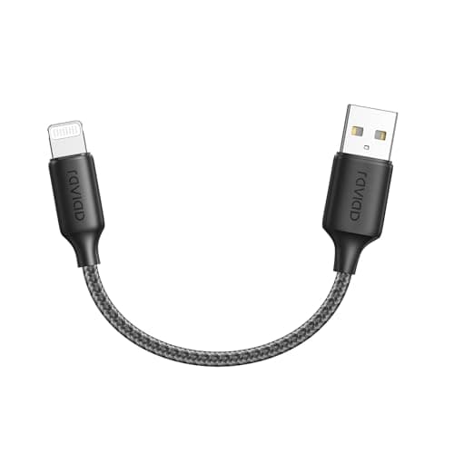 Image of RAVIAD iPhone Cable Short [0.5FT/15CM, MFi Certified] Nylon Braided iPhone Charger Cable USB Fast Charging Lightning Cable for iPhone 14 13 12 11 Pro Max X XS XR 10 8 8 7 Plus 6 6s 5s 5 SE 2020 -Black