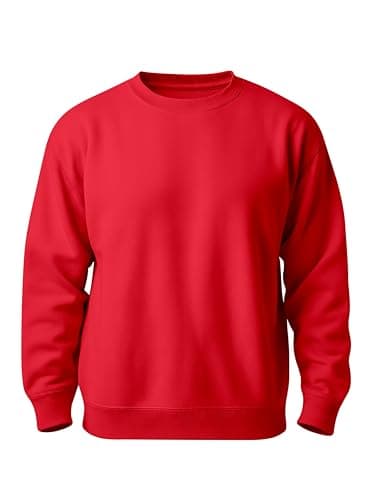 Image of Love My Fashions Mens Sweatshirts Crew Neck And Long Sleeve Plain Sweater Fleece Jumper for Men Uk Red