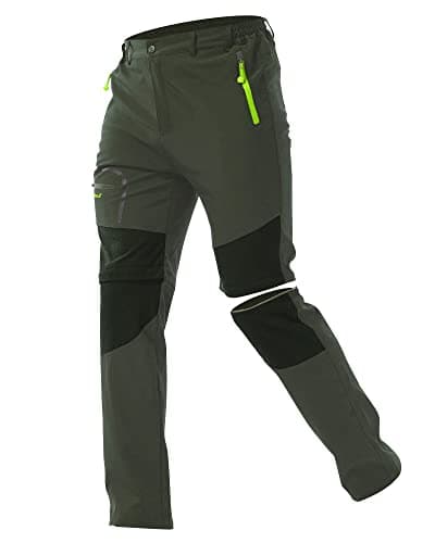 Image of ZOEREA Mens Outdoor Hiking Trousers Convertible Breathable Lightweight Climbing Running Shorts Men's Zip Off Camping Trekking Pants Green,L
