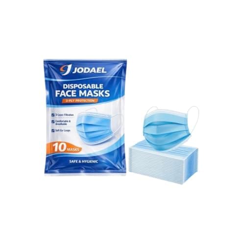 Image of JODAEL Disposable Face Masks with Ear Loops 3 Ply Protection Masks Bulk Buy Packs Available Breathable & Comfortable Health & Personal Care Hygiene Ideal for Travel, Work & Daily Use(20)