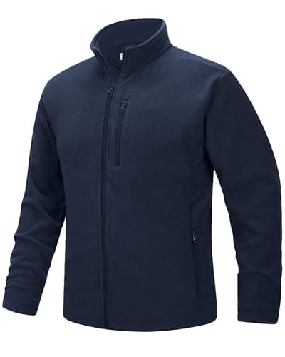 Image of 33,000ft Mens Fleece Jackets Lightweight Warm Full Zip Casual Coat Microfleece Sweater Outerwear Running Jacket for Outdoor Hiking Travelling Navy Blue XL