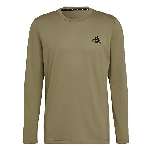 Image of adidas Men's Standard AEROREADY Designed 2 Move Feelready Sport Long Sleeve Tee, Orbit Green/Black, Small