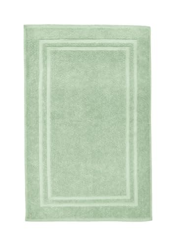 Image of Velosso 100% Cotton Super Soft and Absorbent Bath Mat Shower Mat 50cms x 80cms Hotel Stripe (Sage Green)